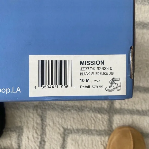 Jellypop mission, black faux suede with faux Sherpa trimmed Laced ankle boots 10 - Picture 7 of 11